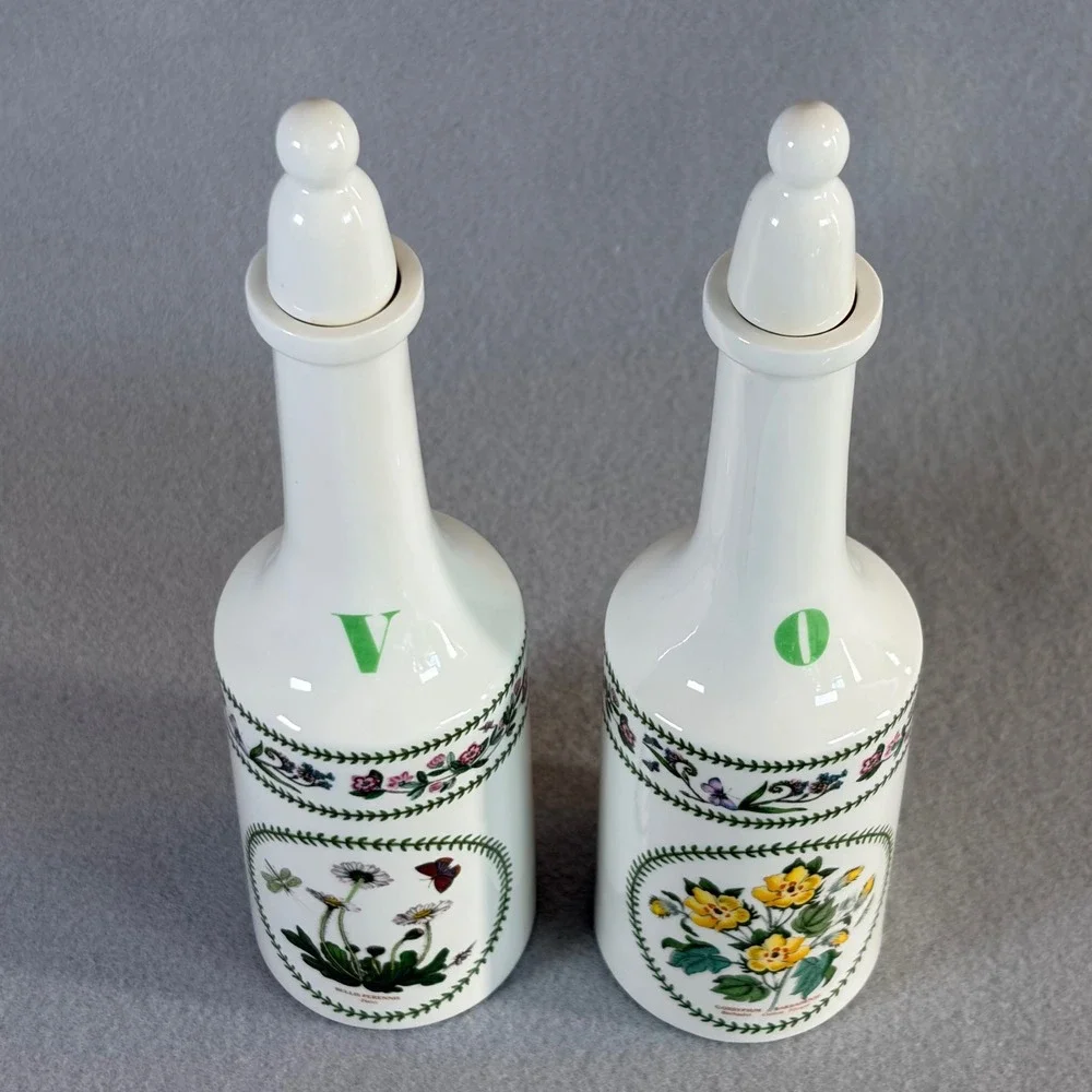 Vintage Portmeirion Botanic Garden Oil Vinegar Cruet Set 1991 England Floral